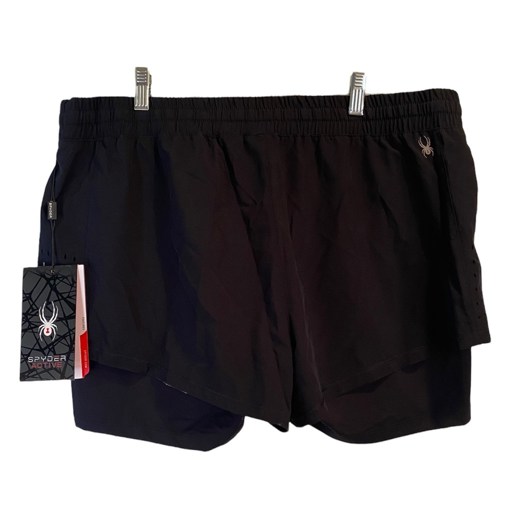Athletic shorts with attached biker shorts